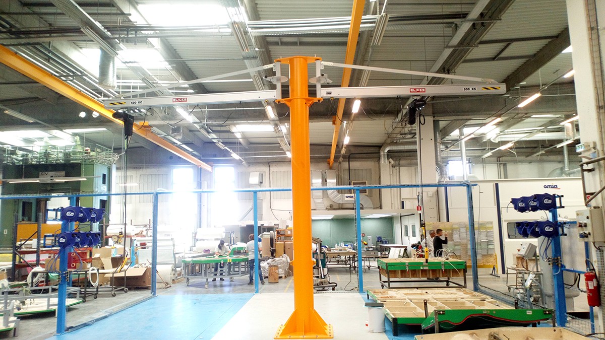 Potence double bras aluminium palan électrique à chaîne
